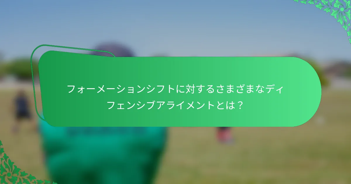 フォーメーションシフトに対するさまざまなディフェンシブアライメントとは?