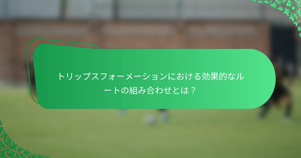 トリップスフォーメーションにおける効果的なルートの組み合わせとは？